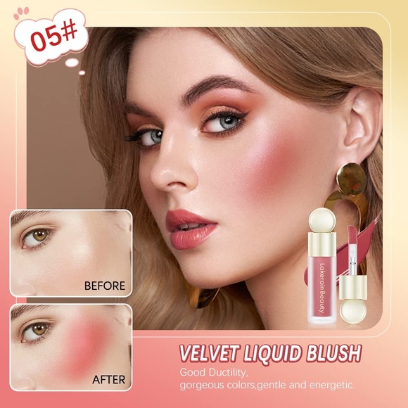 Liquid Blush Dewy Finish Lightweight Long-Wearing Smudge Proof Natural-Looking - Picture 2 of 7